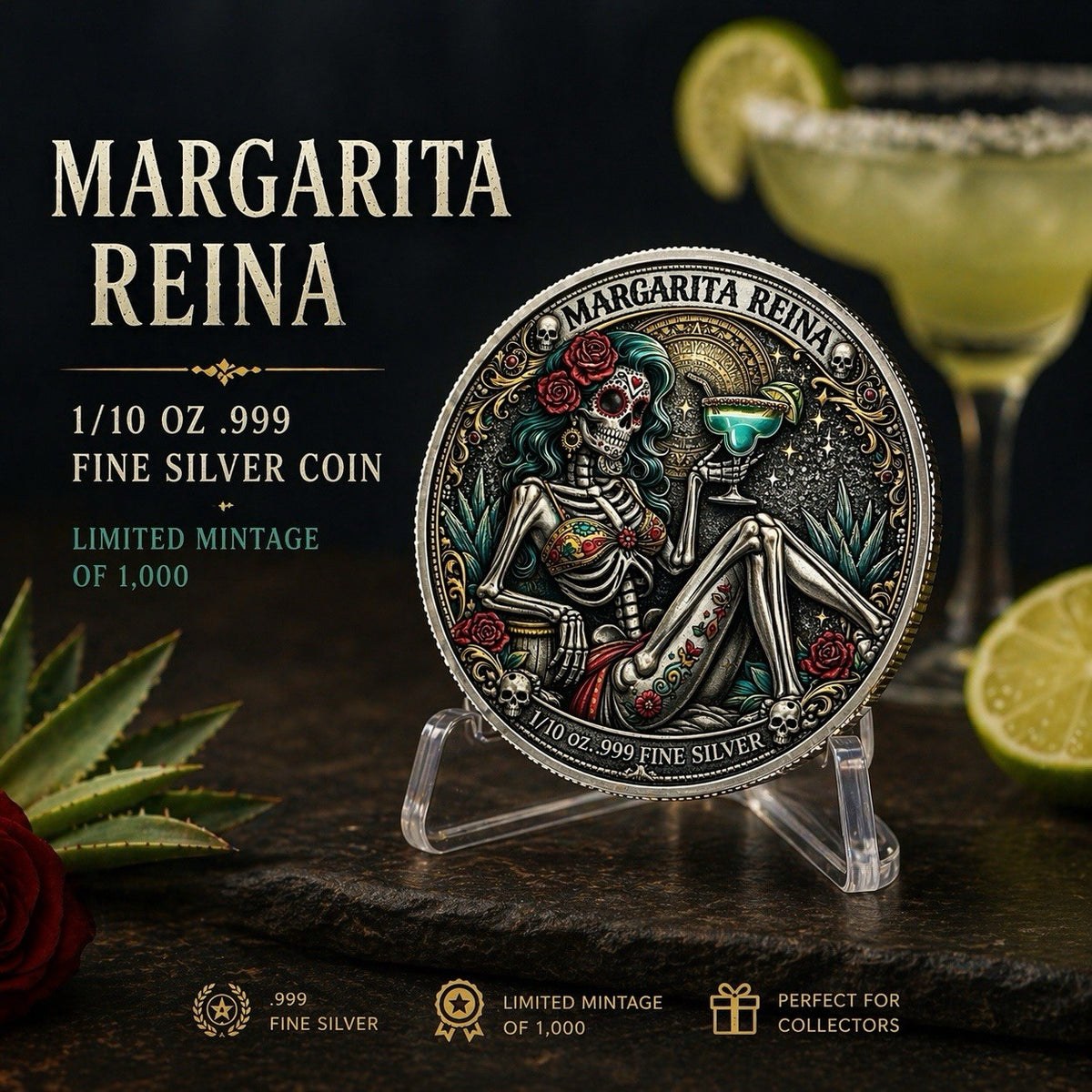 MaRgarita Reina Colorized 1/10 oz Silver Round
