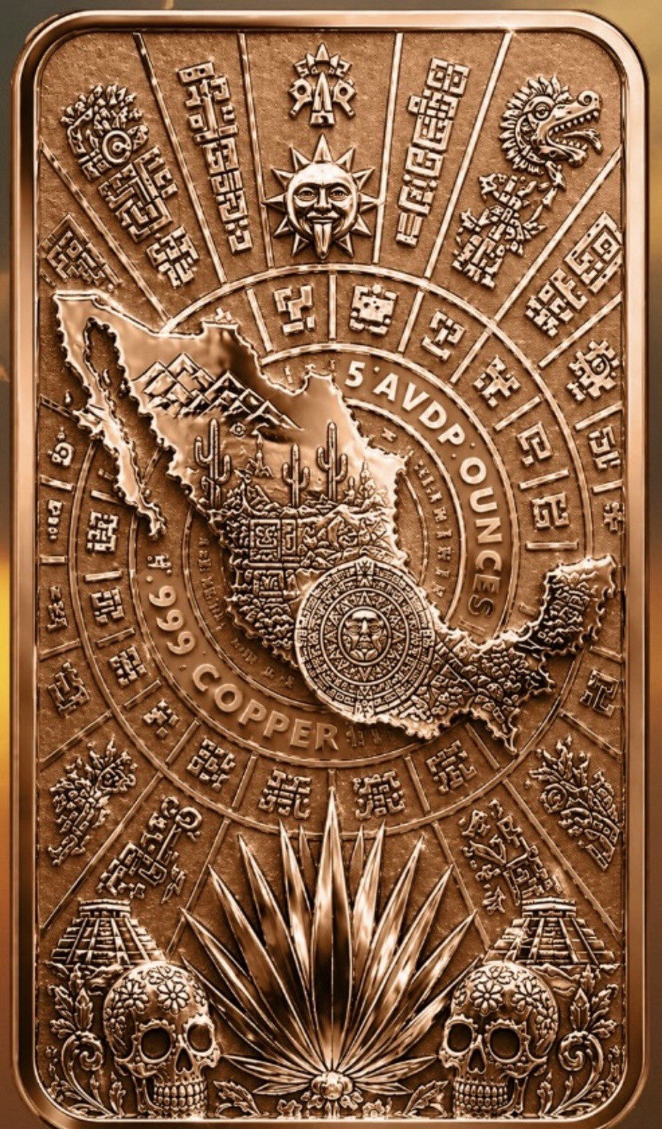 Essence of Mexico Reverse Proof 5 oz Copper Bar