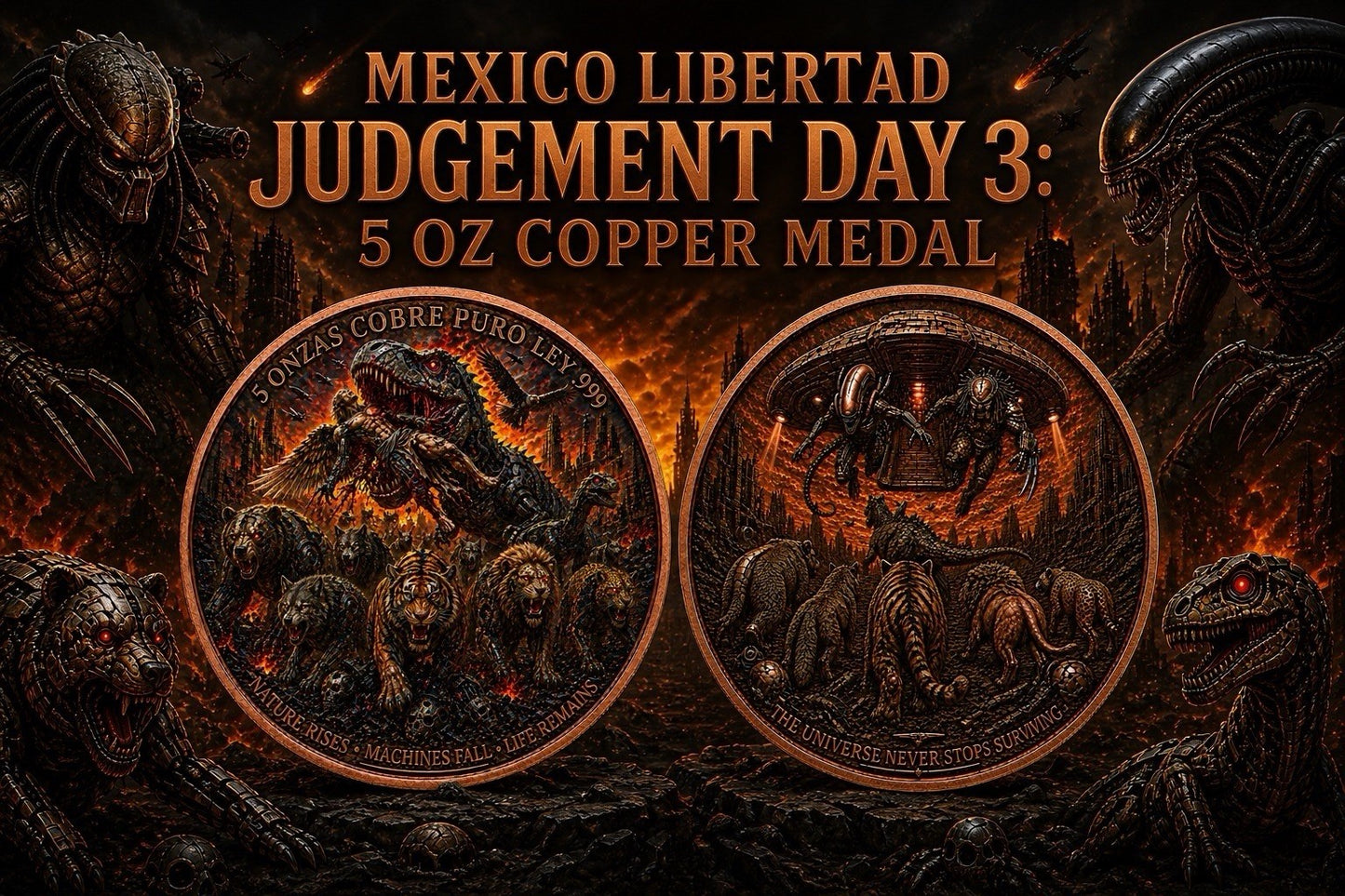 Mexico Libertad Judgement Day 3: Machines Fall 5 oz Copper Medal