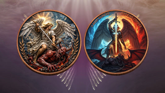 Archangel Slaying the Demon 5 oz Copper Round