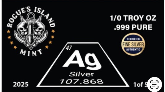 Periodic Table of Elements 1/10 oz Silver Bar in Card