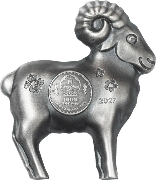 2027 Mongolia Lunar Year Fluffy Sheep 1 oz Silver Coin (PRE-ORDER)