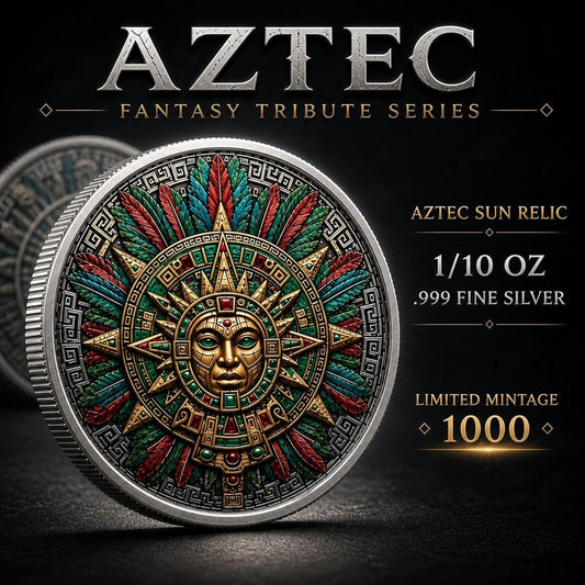 Aztec Sun Relic Colorized 1/10 oz Silver Round