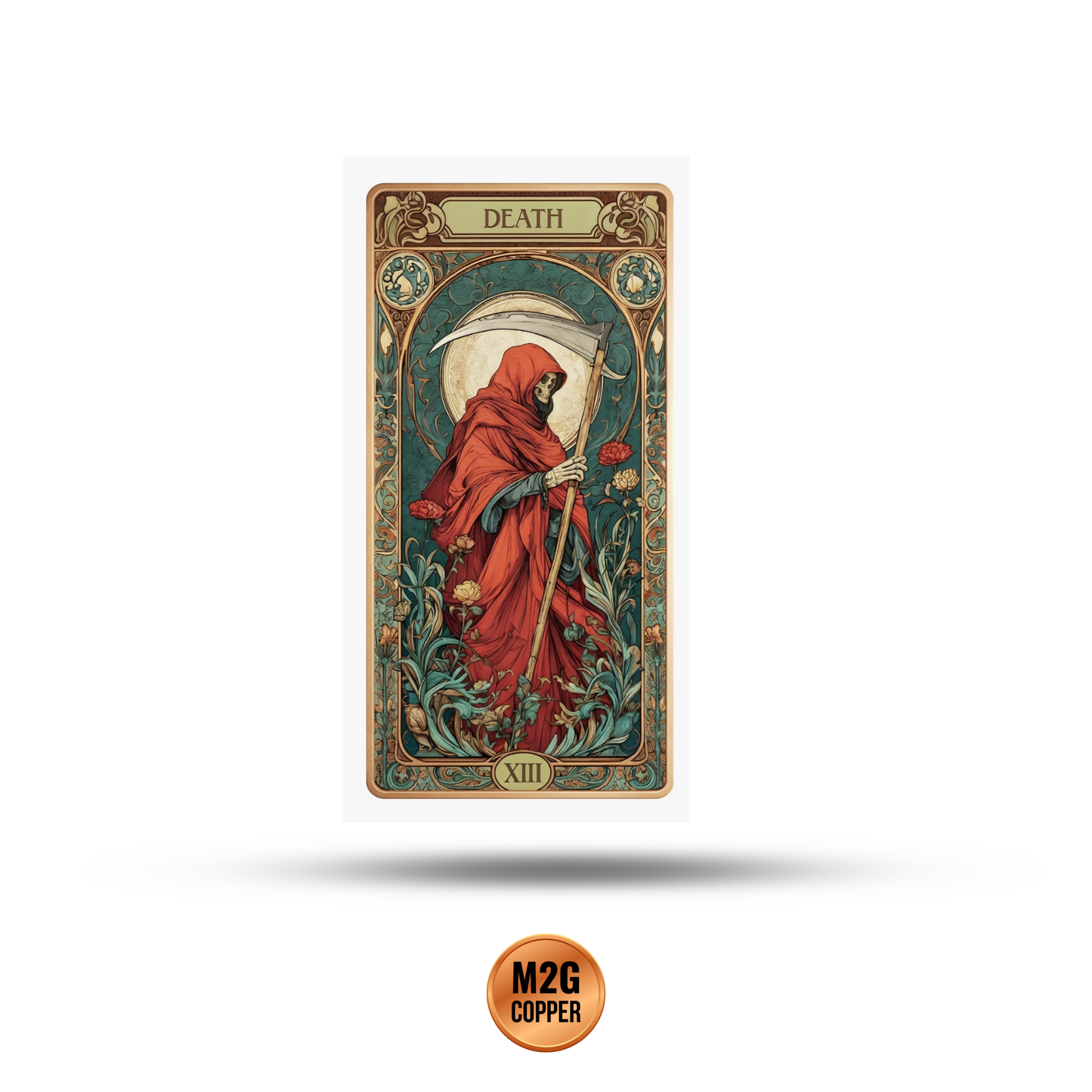 Tarot Card: XIII Death Colorized 10 oz Copper Bar
