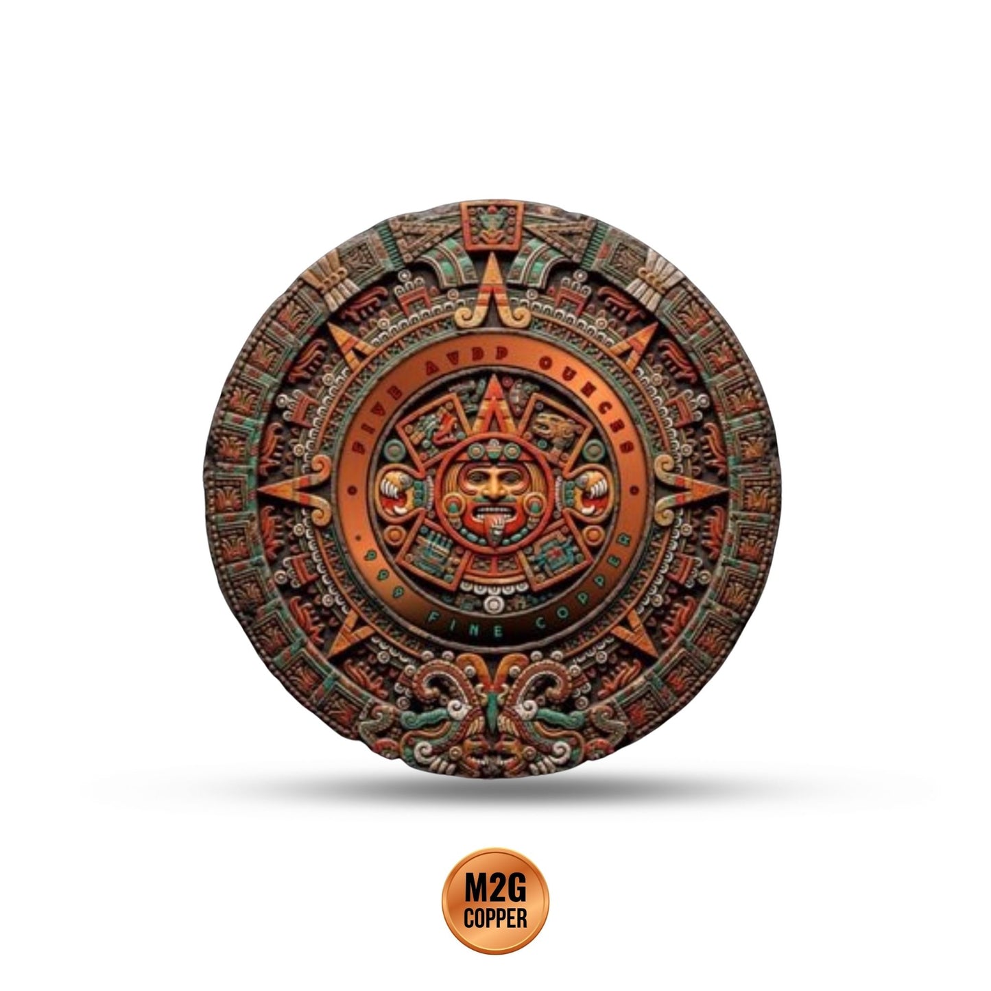 Aztec Moon Angel Colorized 5 oz Copper Medal