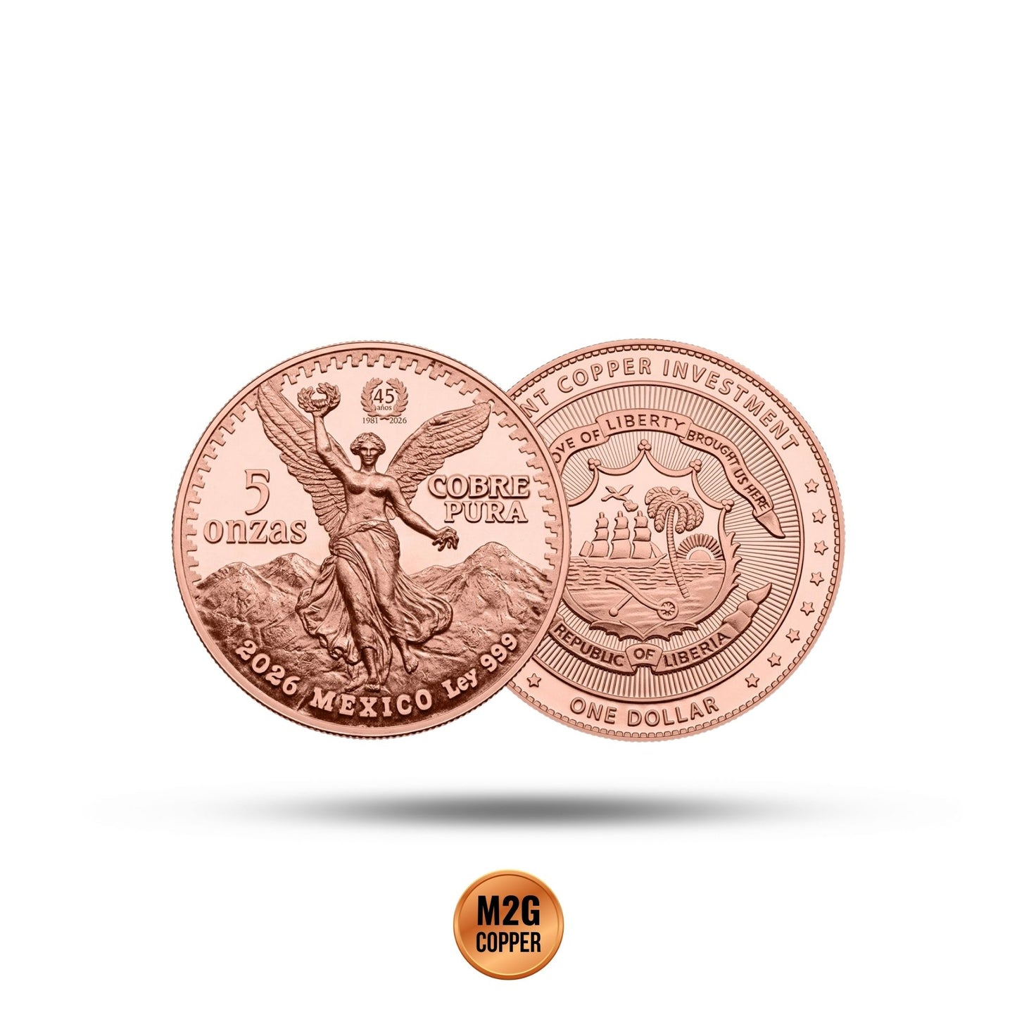 Liberia Libertad 45th Ann. Proof 5 oz Copper Coin