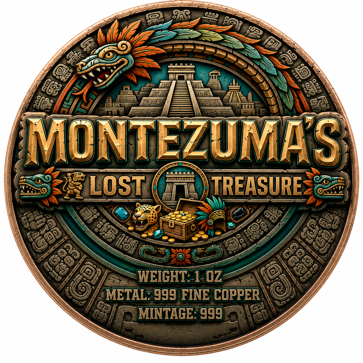 1 oz Montezuma’s Lost Treasure .999 Copper