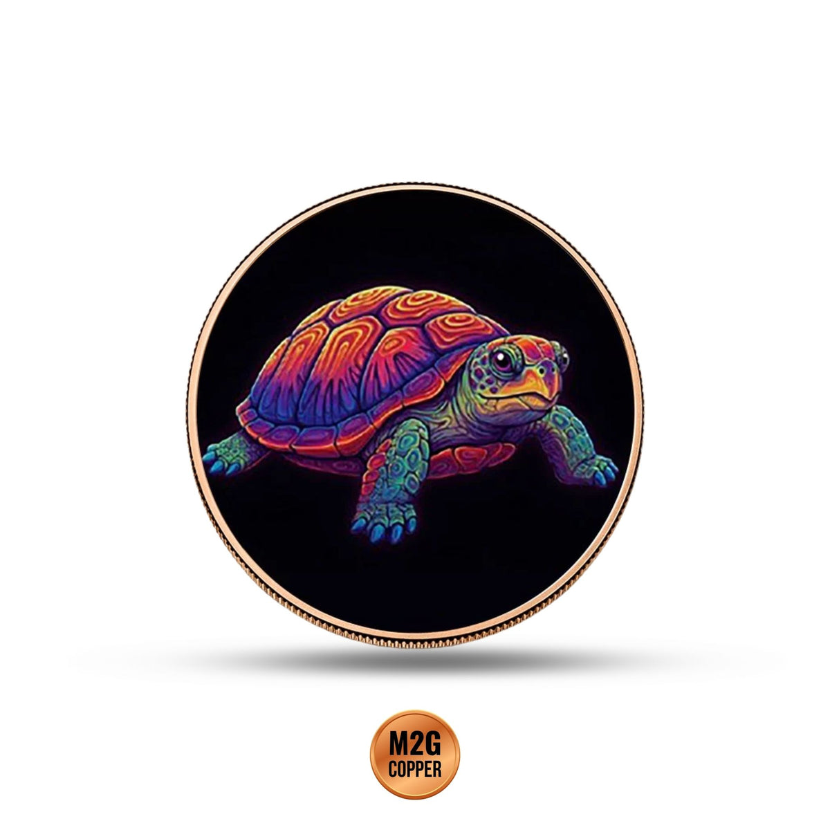 Mystic Night Turtle 5 oz Colorized Copper Round (New in Capsule)