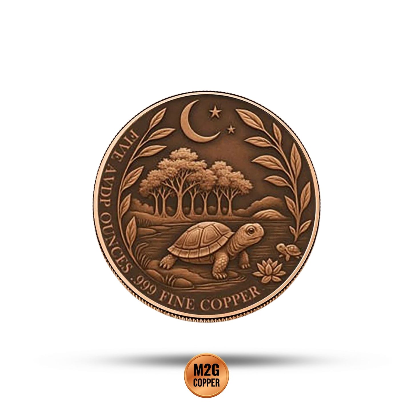 Mystic Night Turtle 5 oz Colorized Copper Round (New in Capsule)