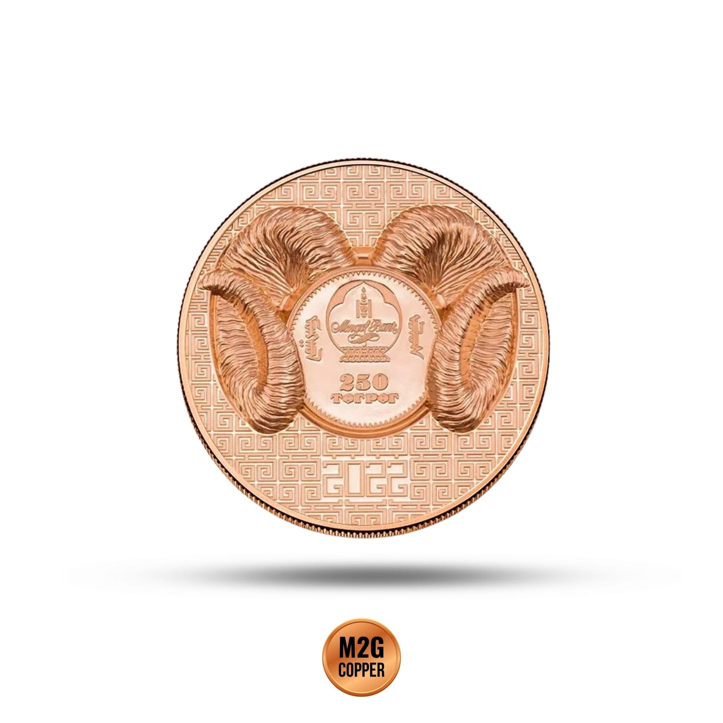 Mongolia Magnificent Argali 50 gram Copper Coin & COA In Capsule