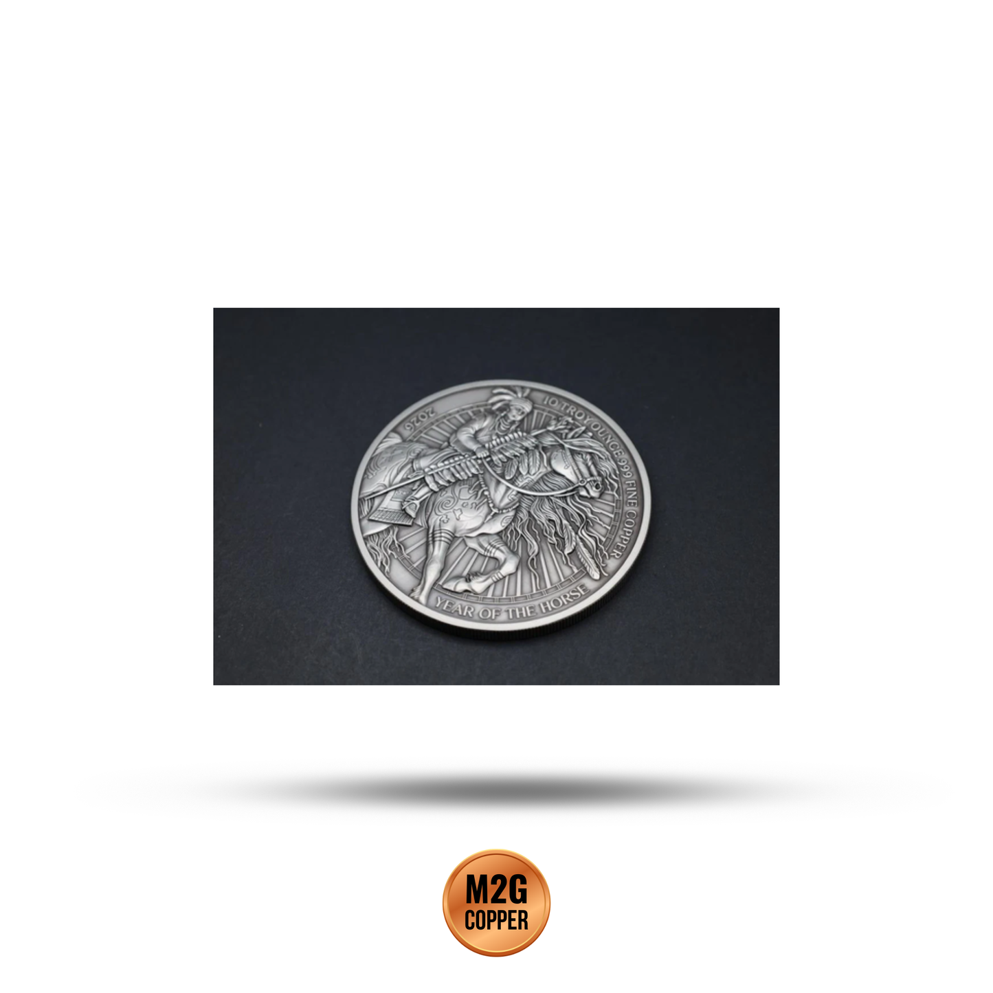 2026 Year of the War Horse 10 oz .999 Copper with Antique Silver Finish