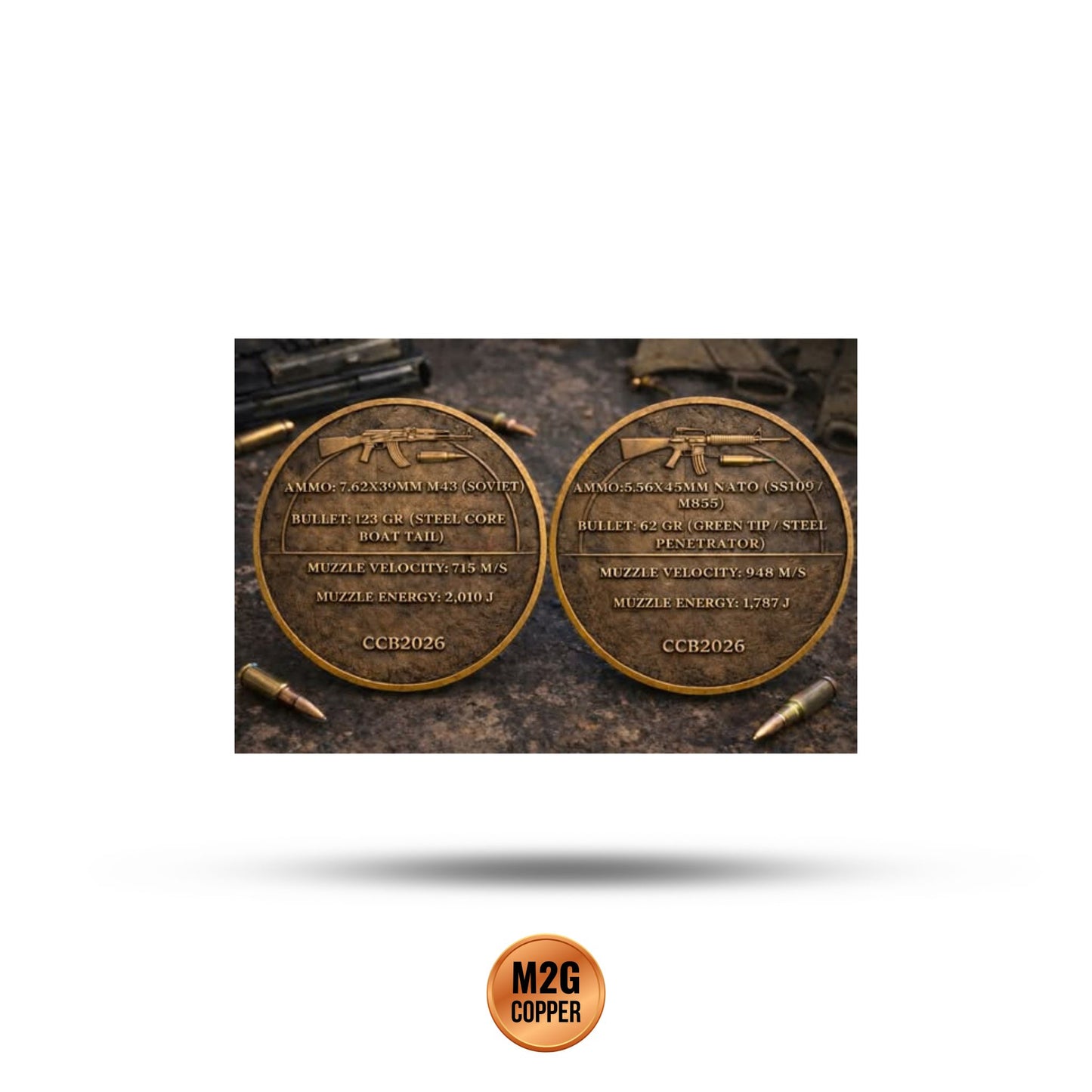 Rifles of War 2 x 1oz Copper Colorized Medals in Infinity Capsule