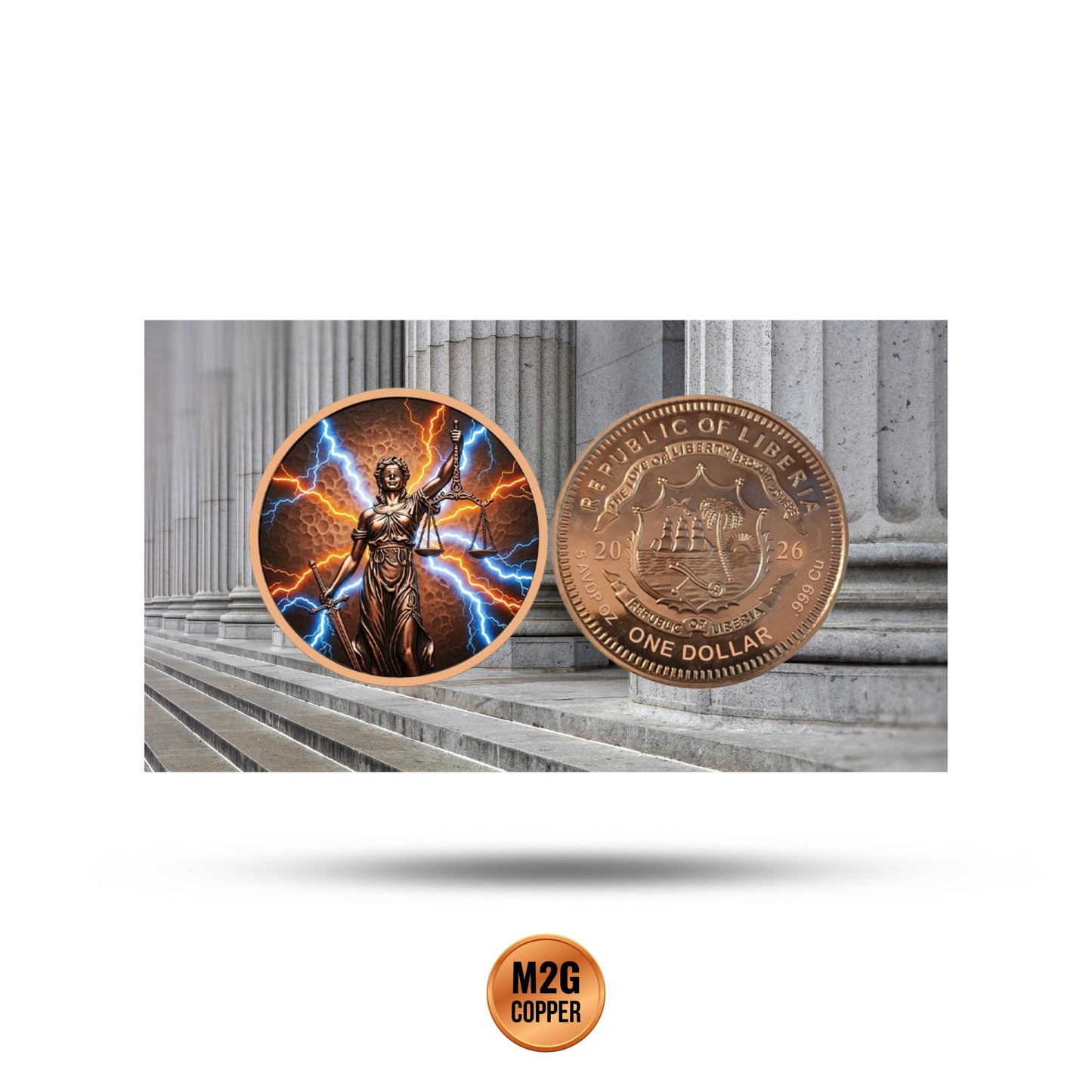 Liberia Celestial Balance Colorized 5 oz Copper Coin