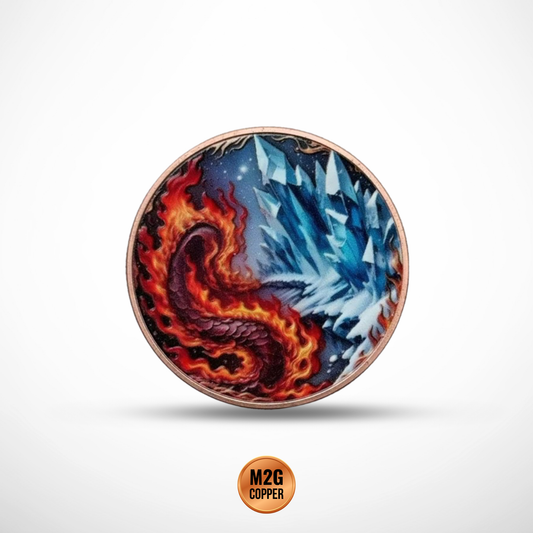 Dragon of Ice vs Dragon of Fire 10 oz AVDP .999 Fine Copper Round – Colorized – With Capsule
