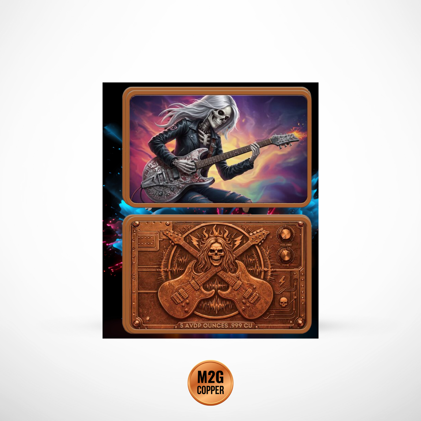 Eternal Riff 5 oz Copper Bar – Colorized Limited Edition Guitarist Design