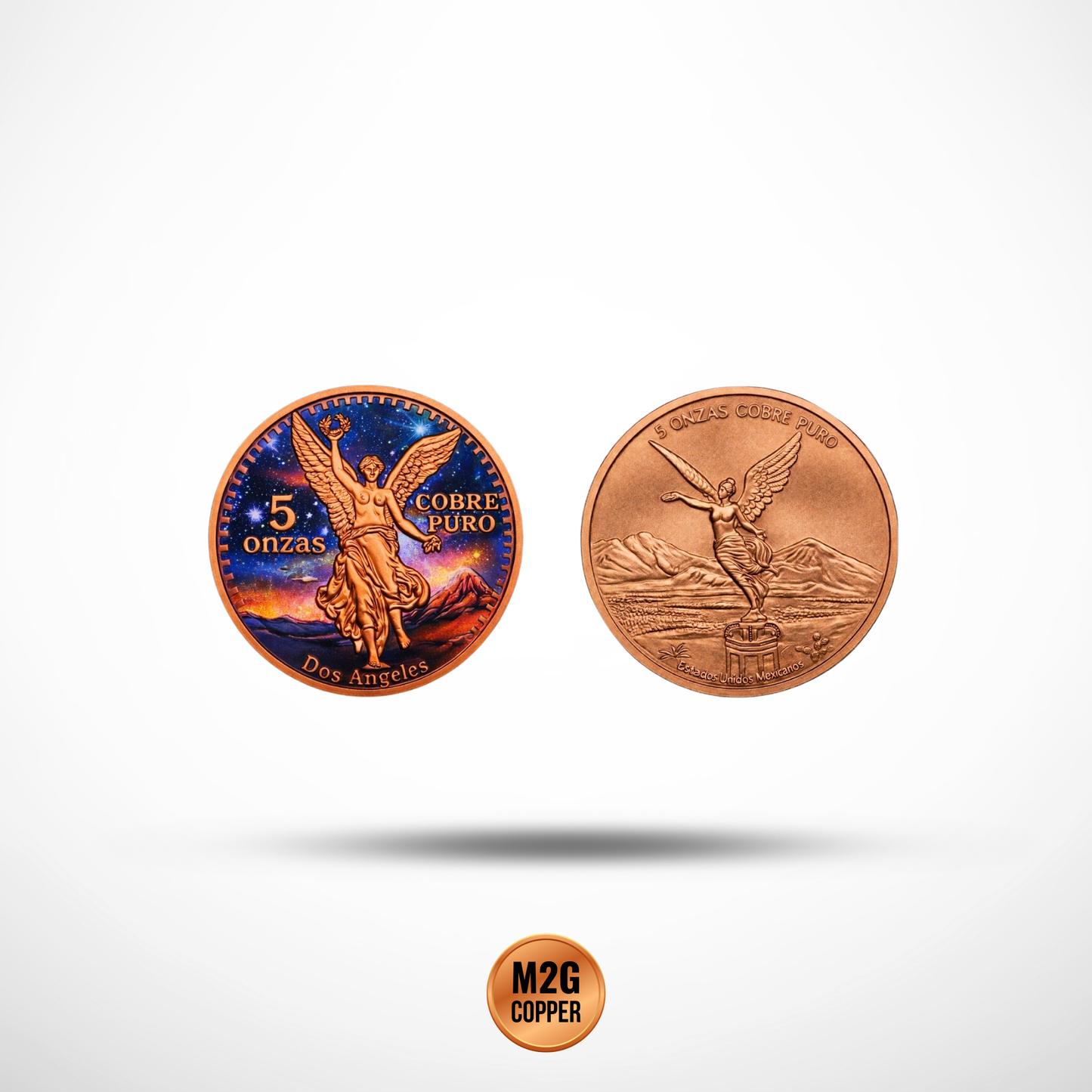 Mexico Dos Angeles Colorized 5 oz Copper Medal