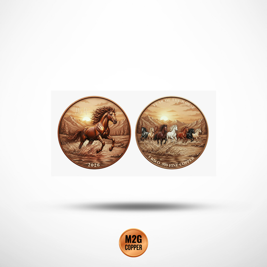 Lunar Year of the Horse HR 1 Kilo Copper Meda