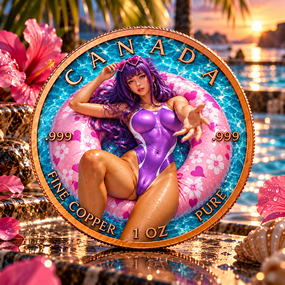 2026 Canada Maple Leaf Pool Pretty Diva 1oz Copper Coin