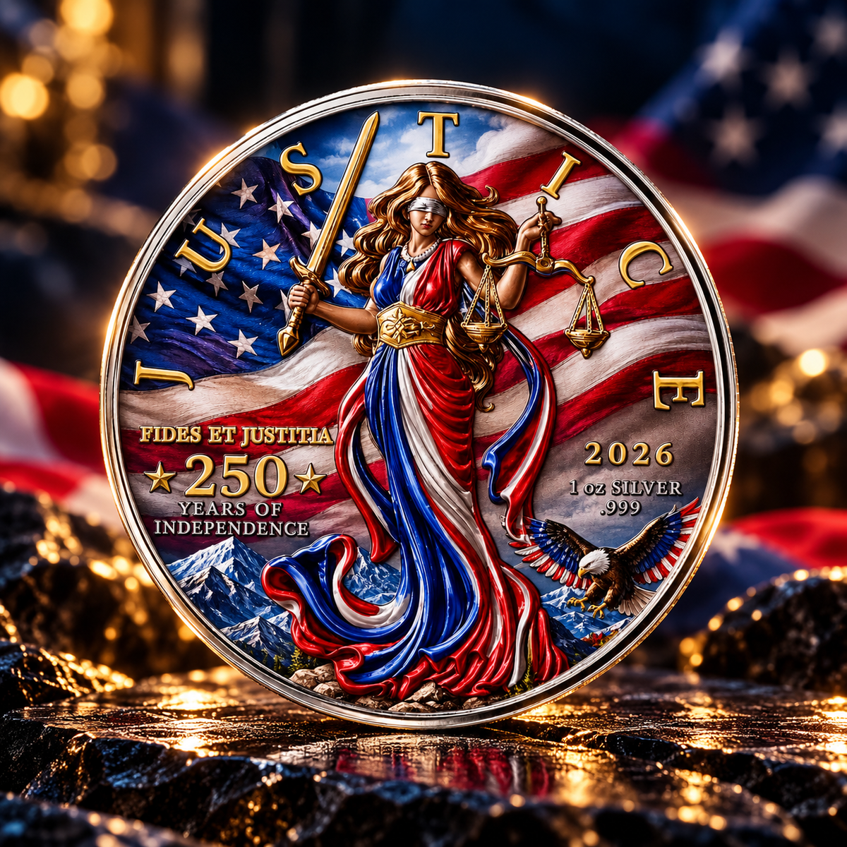 2026 Niue Lady Justice - 250 Years of Justice 1 oz Silver Colorized Coin