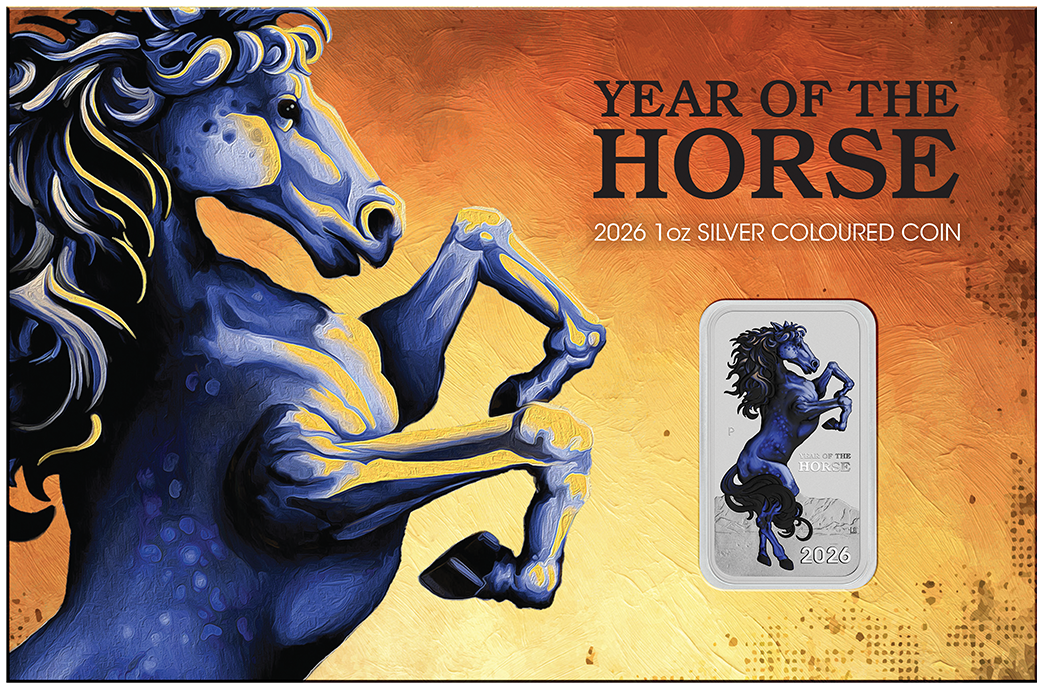 2026 Australia Lunar Horse BU Colorized Rectangular 1 oz Silver Coin