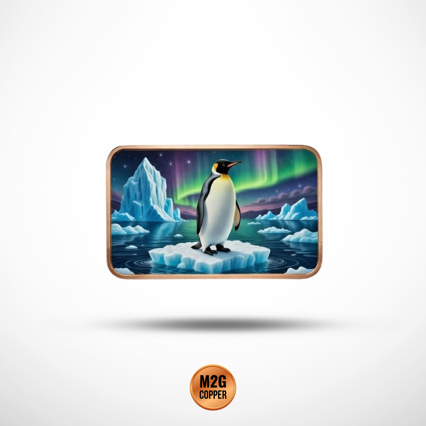 Northern Lights Penguins 5 oz Copper Colorized Art Bar