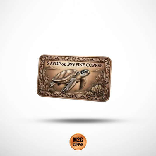 Giant Sea Turtle 5 oz Copper Colorized Art Bar