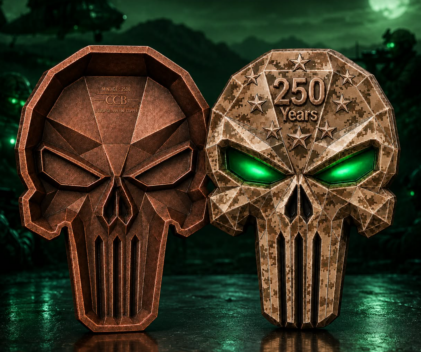 3oz America 250 Years of Honor & Courage Green Eyes Stackable Copper