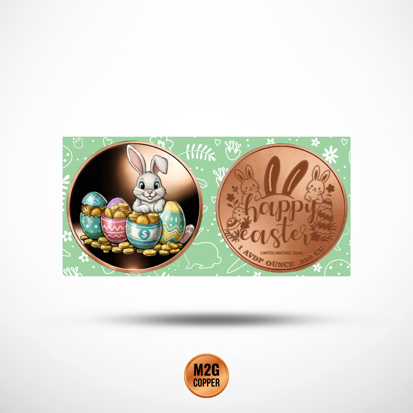 Easter Bunny Treasure Hunt Colorized Proof 1 oz Copper Round