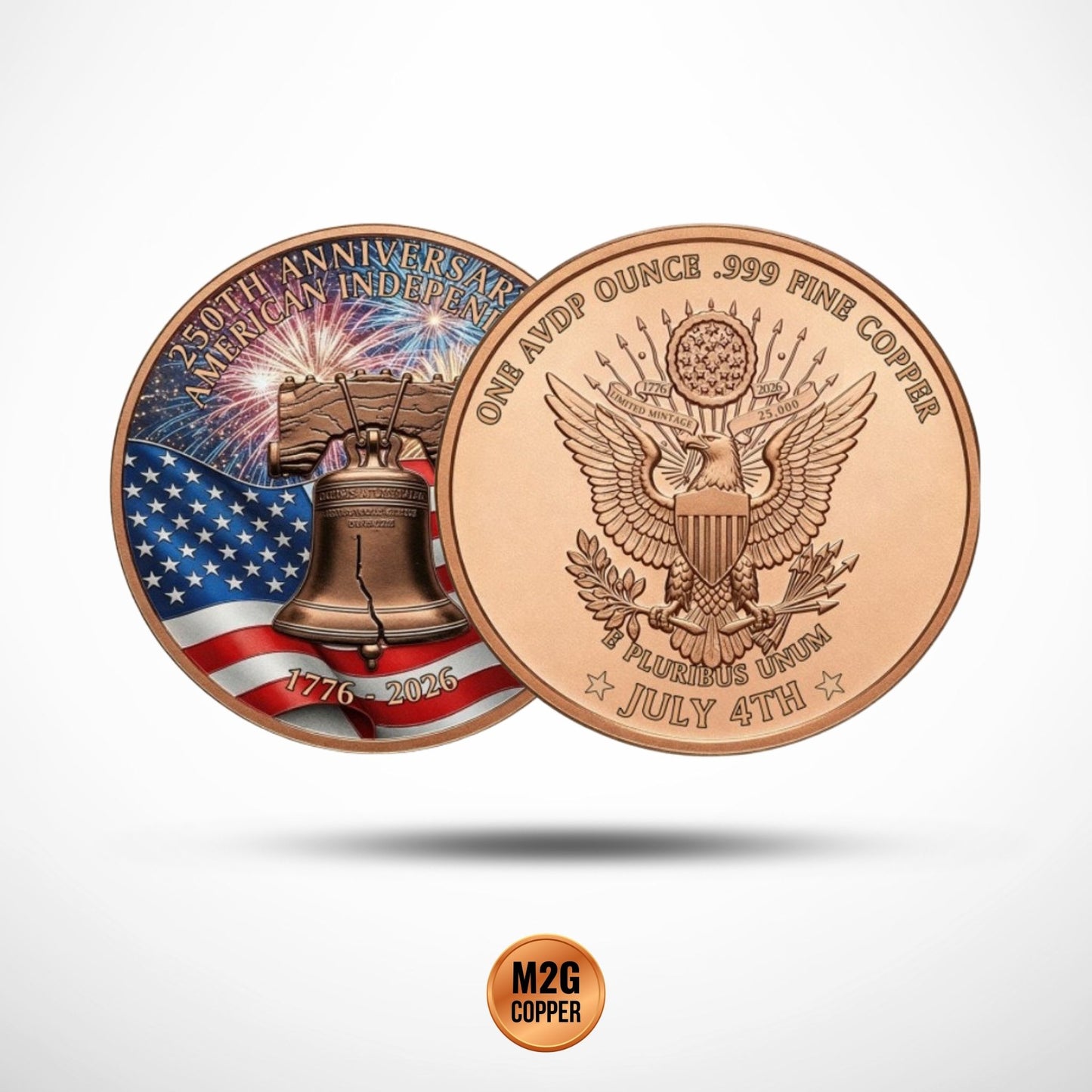Let Freedom Ring Colorized 1 oz .999 Copper Round