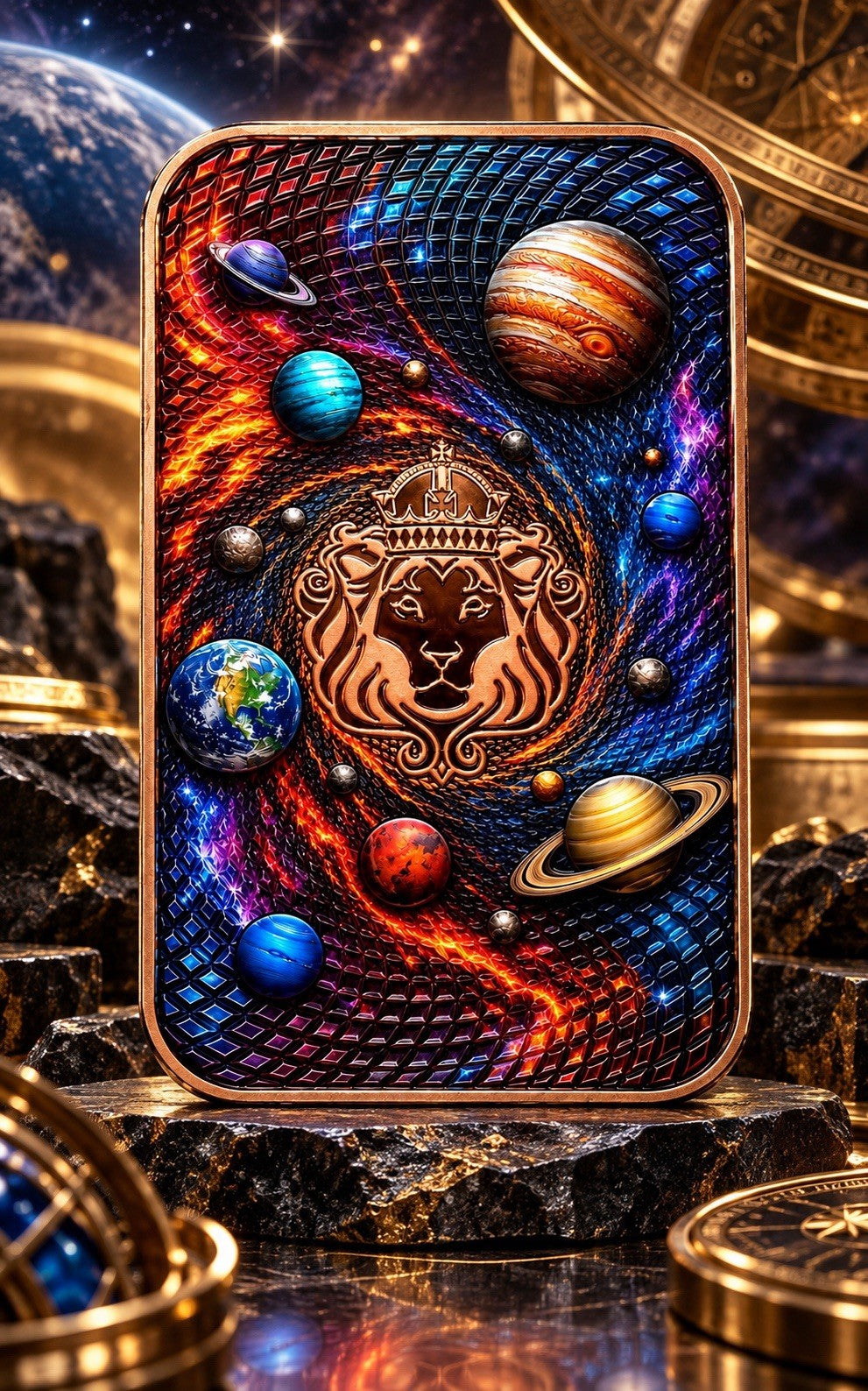 2026 Scottsdale Mint Vortex in Space 1 oz Copper Colorized Bar In a capsule