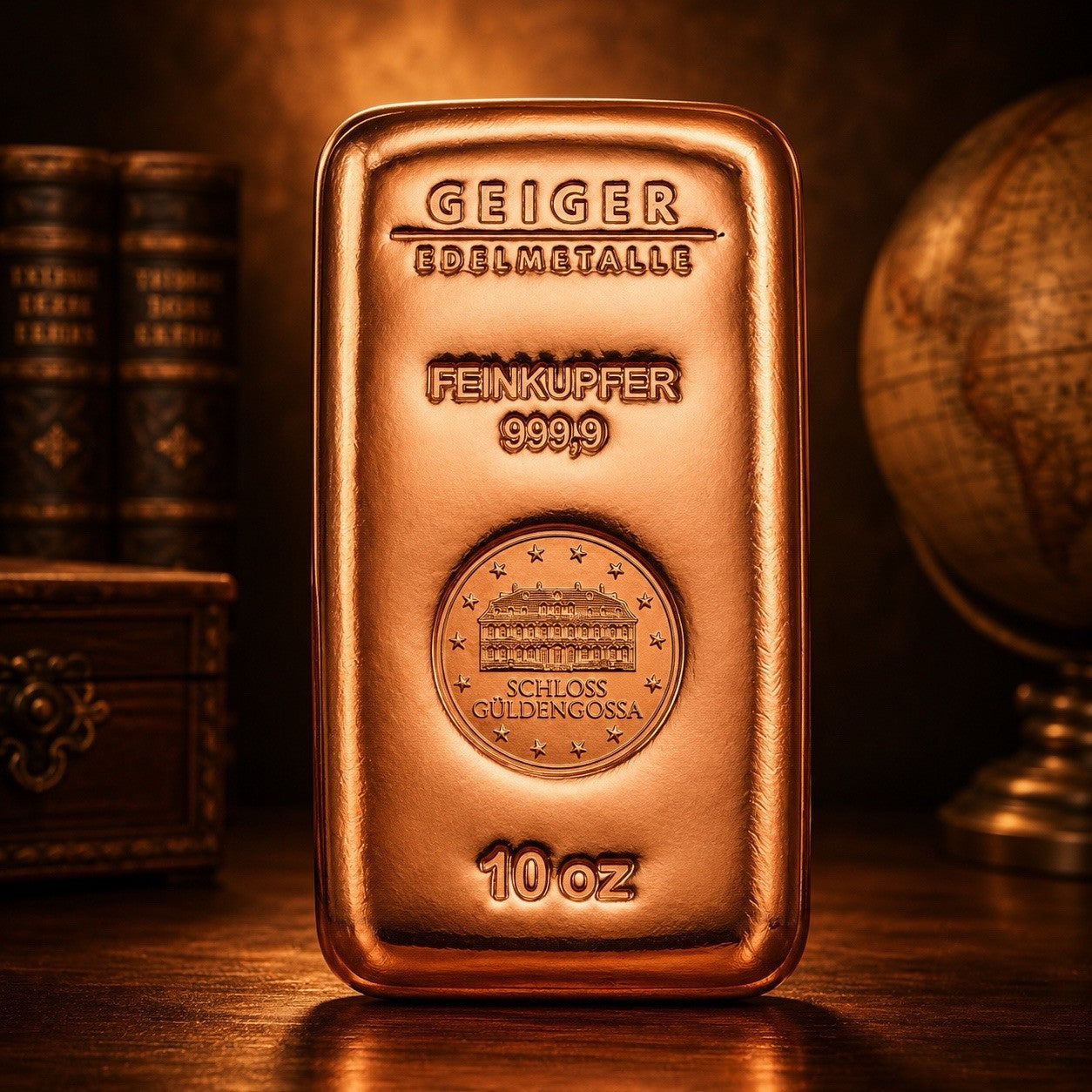 Geiger Copper Bar 10 AVDP Oz .9999 Pure Bullion - Premium Investment Collectible
