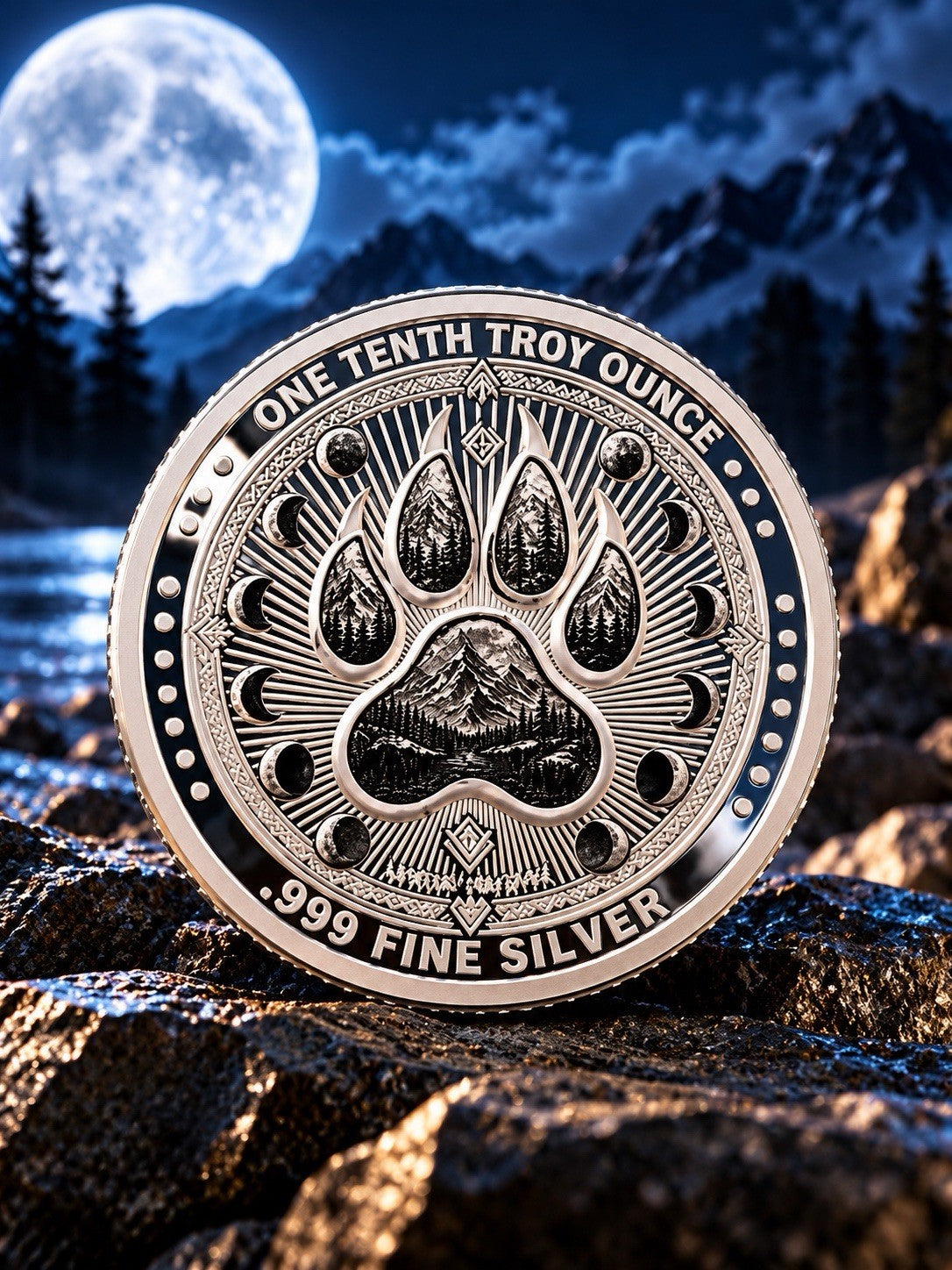 2026 Phases Of Moon Series: Moon Wolf 1/10oz Silver Round 1st Release