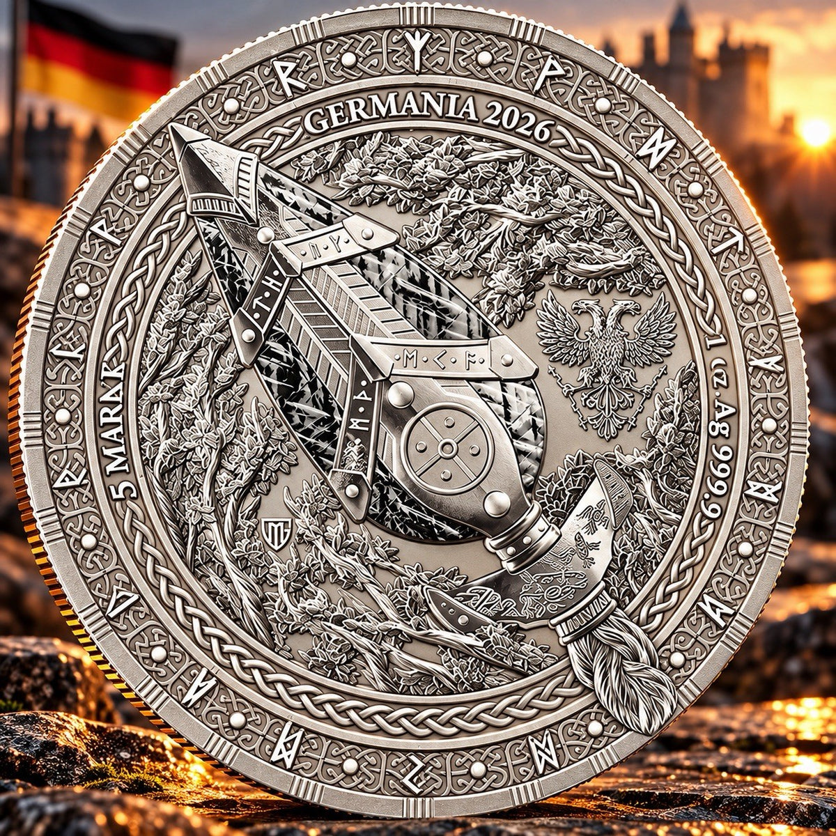2026 Germania Mint Gungnir 1 oz .9999 Silver Coin BU Norse Artefacts