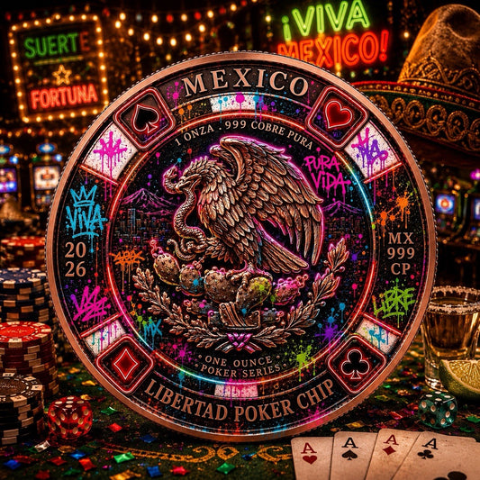 Libertad Neon Poker Chip 1 oz Copper in Card