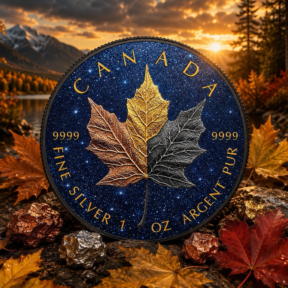 2026 Canada Maple Three Metals One Nation Edition 1oz Silver Coin