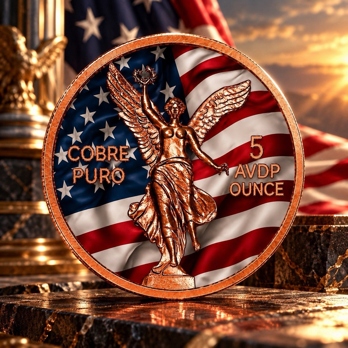 2026 America Flag Libertad 5 oz .999 Fine Copper Round Bullion Coin