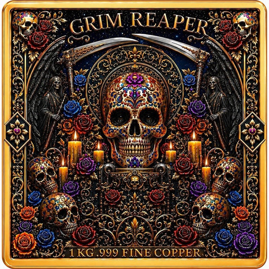 Grim Reaper Dia de Muertos 1 Kilo Copper Medal