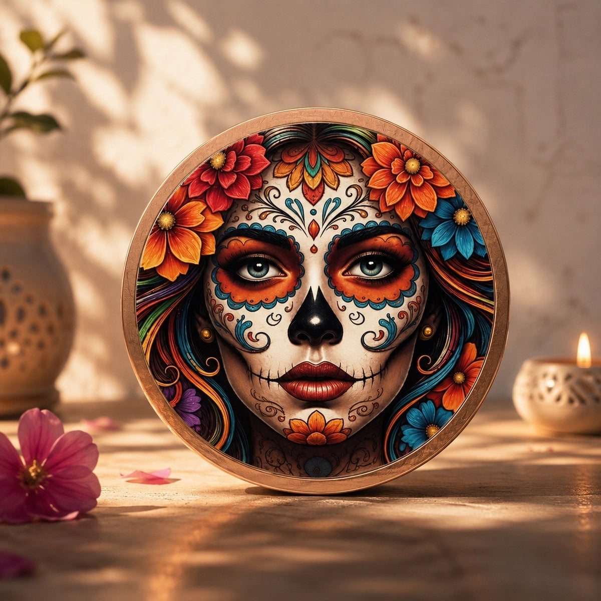 2026 Liberia Sugar Skull Serenity Colorized 5 oz Copper Coin