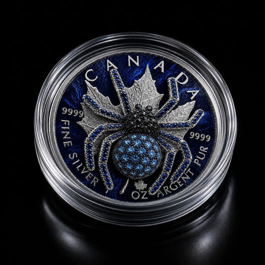 2026 Maple Sapphire Tarantula 1oz Silver Coin with 3D Jewel Spider