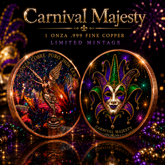 1 oz Carnival Majesty Colorized .999 Copper Medal in Slab
