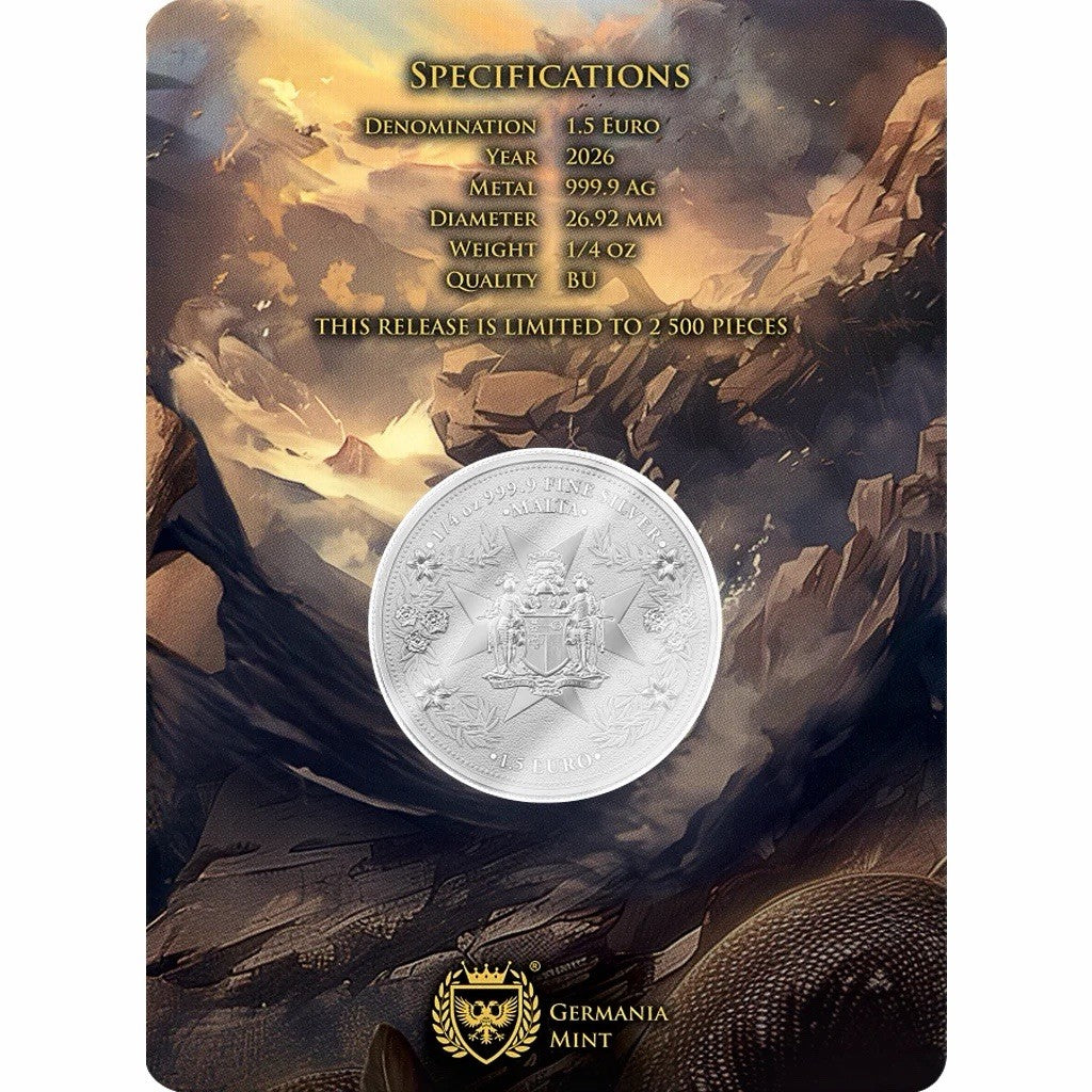 2026 Malta Golden Eagle 1/4 oz .999 Silver Coin BU in Assay Card