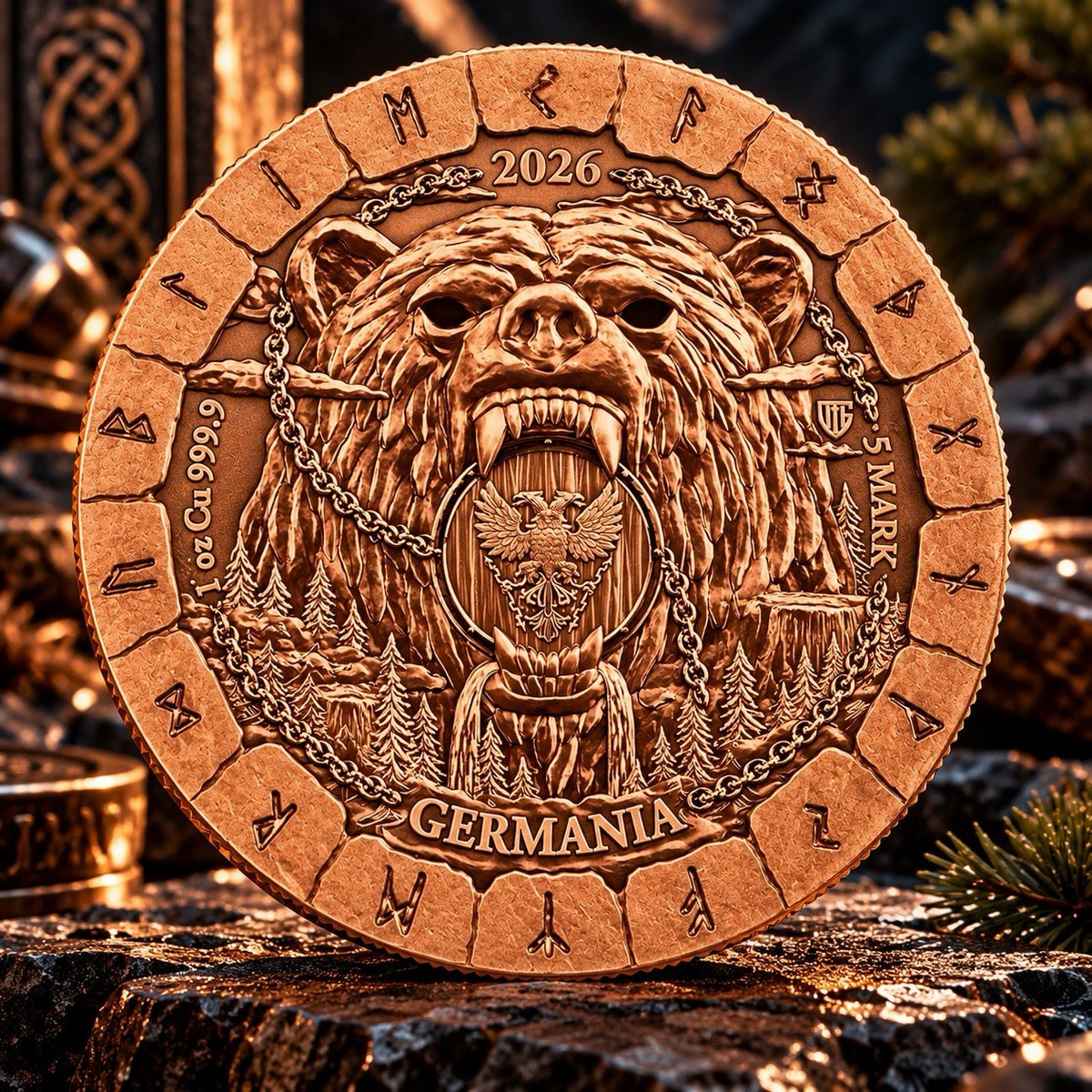 2026 Germania Bodvar Saga Loss 1 oz .999 Fine Copper BU Coin in Capsule