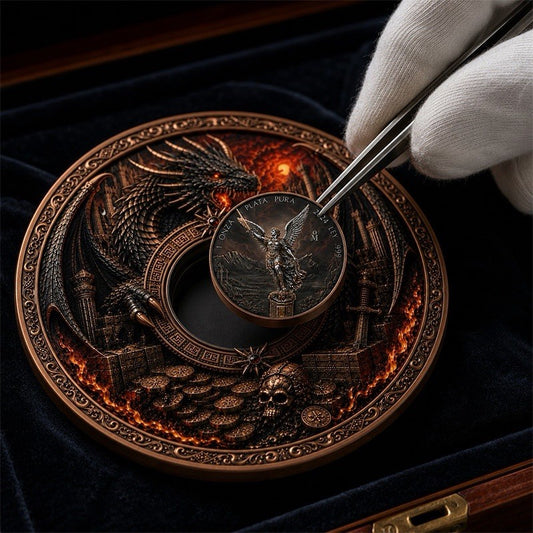 St. Michael & Dragon's Hoard 1 Kilo Copper Medal with 1oz Silver Libertad Insert
