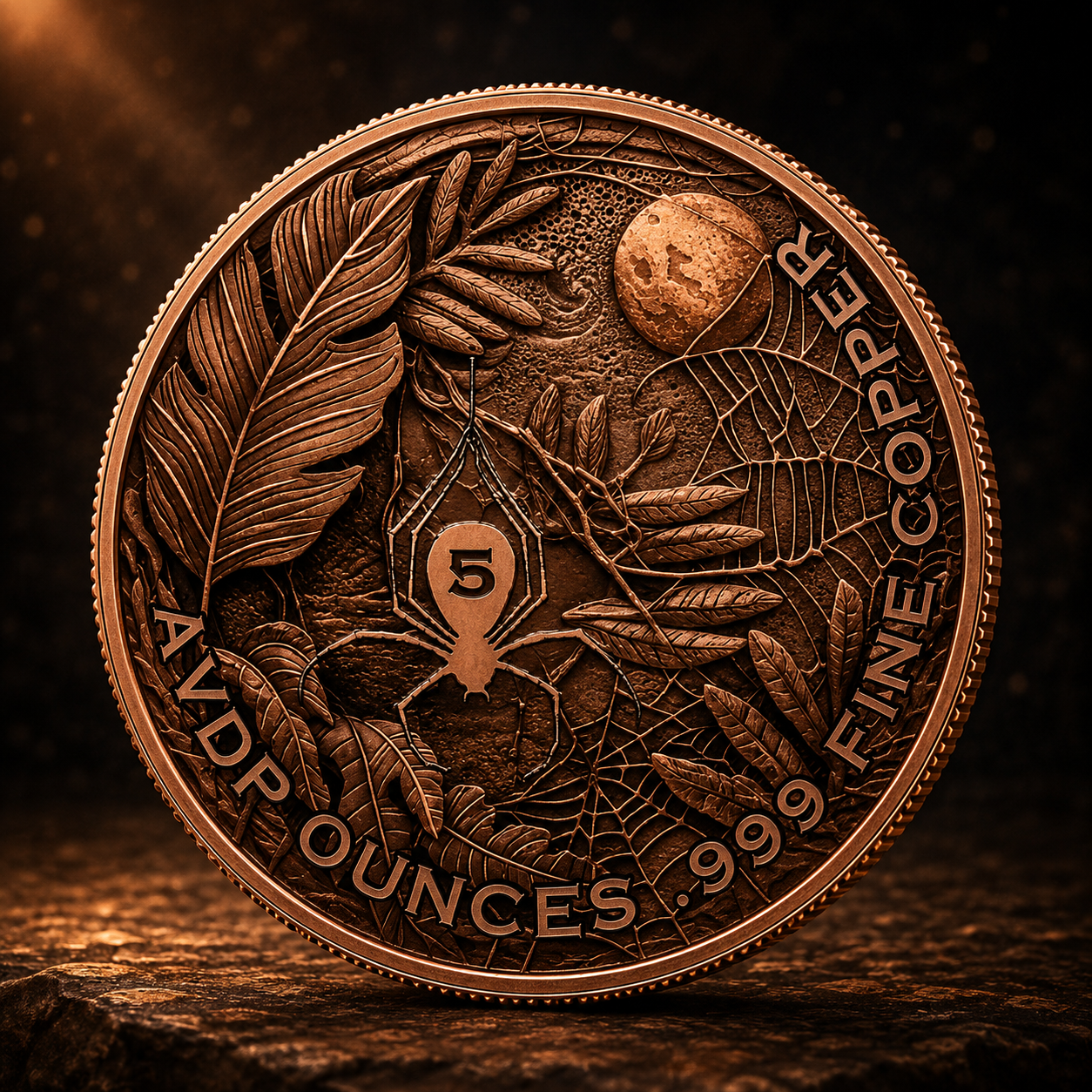 2026 Spider 5 oz Glow in the Dark Copper Round Glow in Dark Accents
