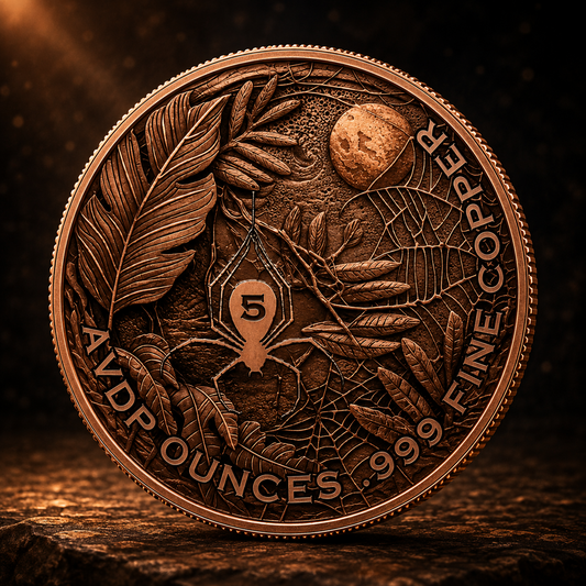 2026 Spider 5 oz Glow in the Dark Copper Round Glow in Dark Accents