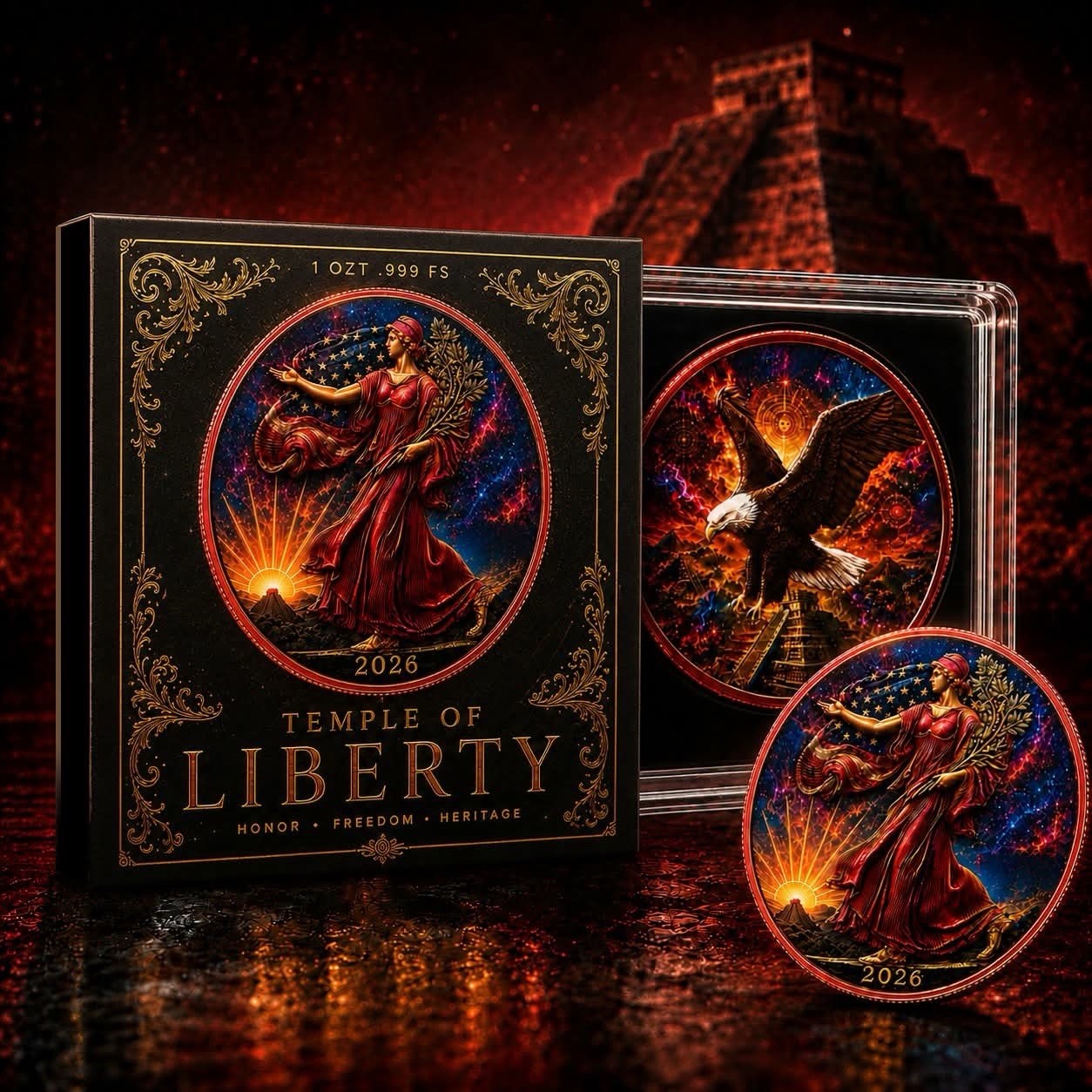 2026 ASE Temple of Liberty 1 oz .999 Silver in Quadrum Capsule