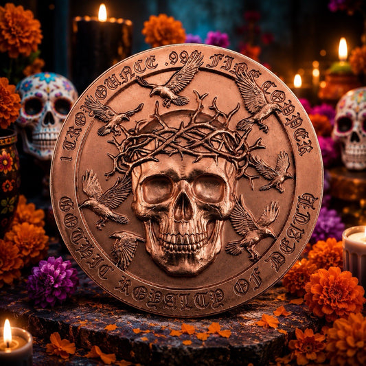 2026 Memento Mori Series: Sugar Skull 1 Oz Copper Coin Día de Los Muertos