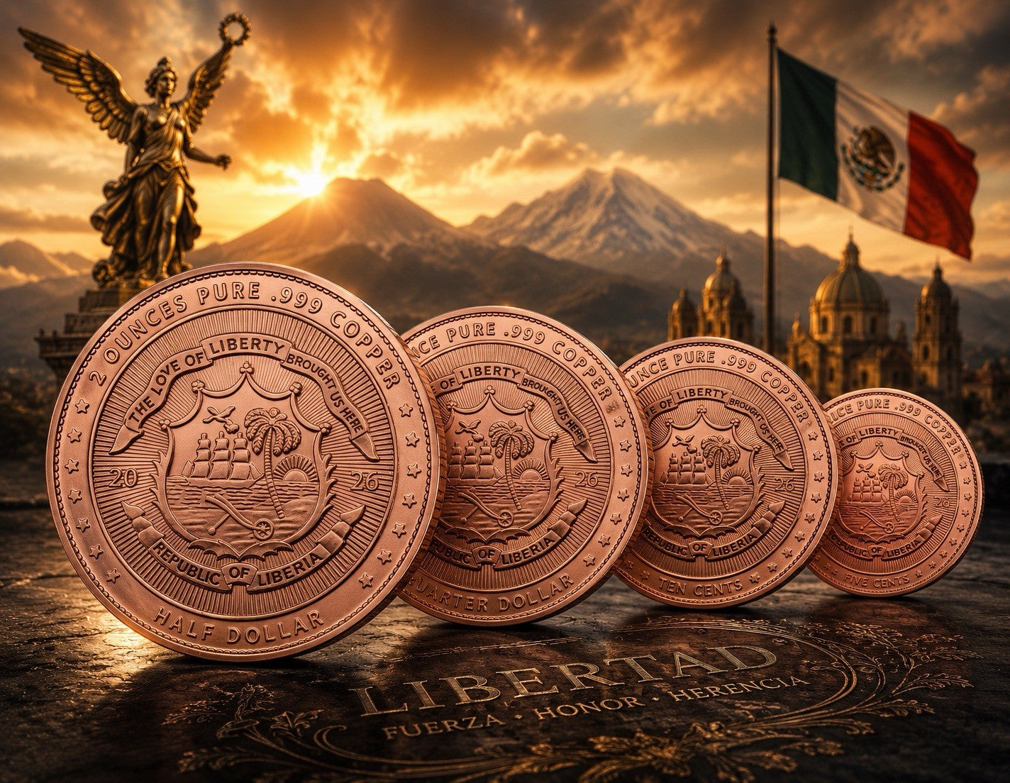 2026 Liberia Vintage Libertad 3.75 oz Fractional Copper Set