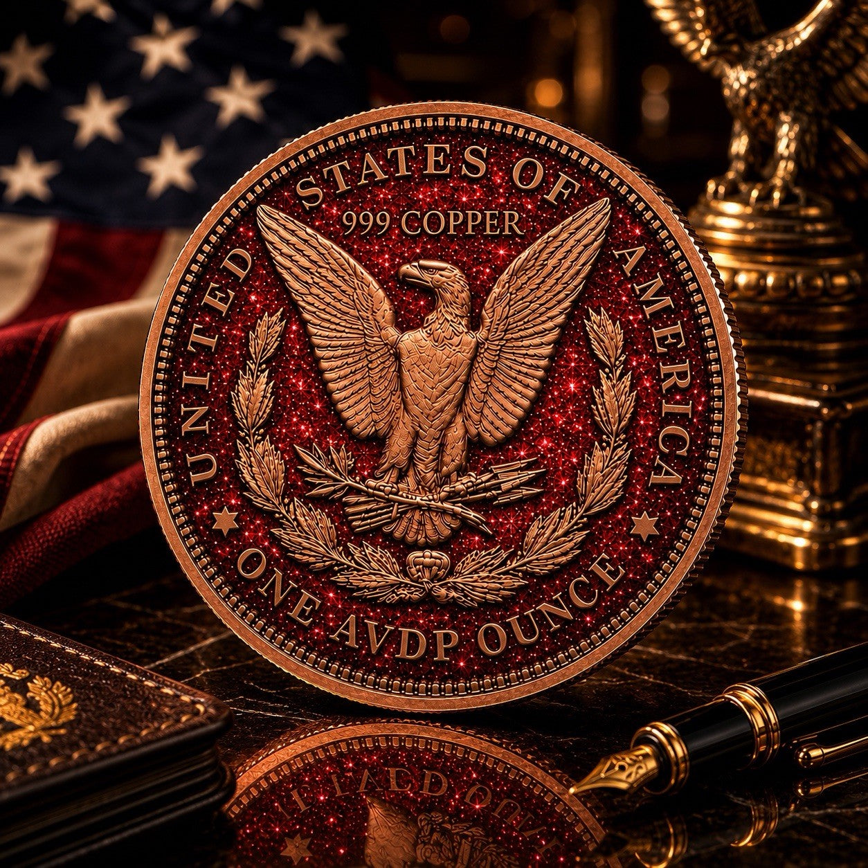 Morgan Dollar Dual Sided Diamond Dust 1 oz Copper Round