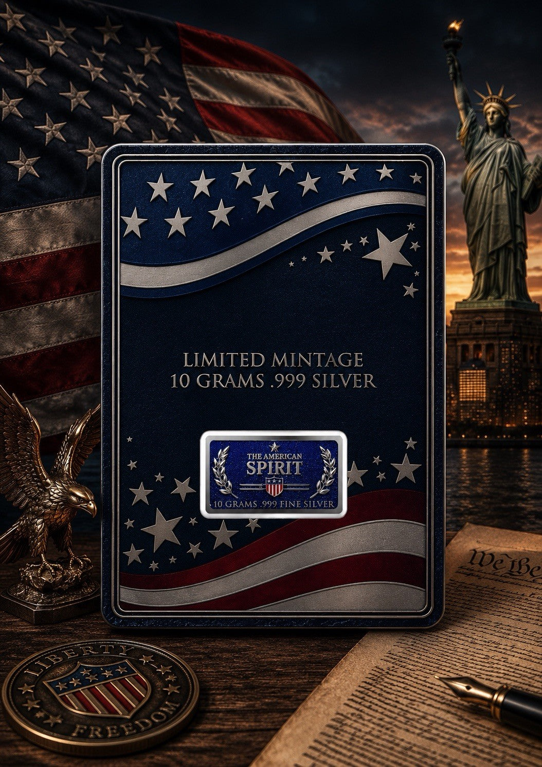 Liberty Diamond Dust 10g Silver Bar in Card